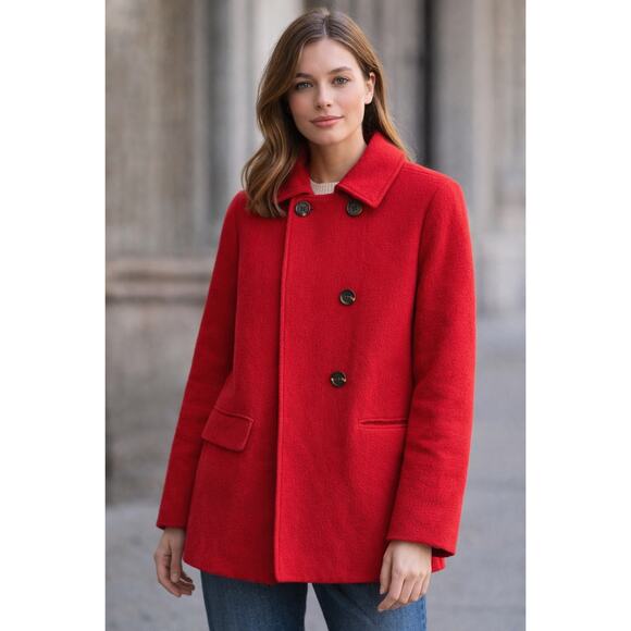 J.Crew Women’s Red Wool Blend Peacoat Size 8 classic preppy - Picture 9 of 9